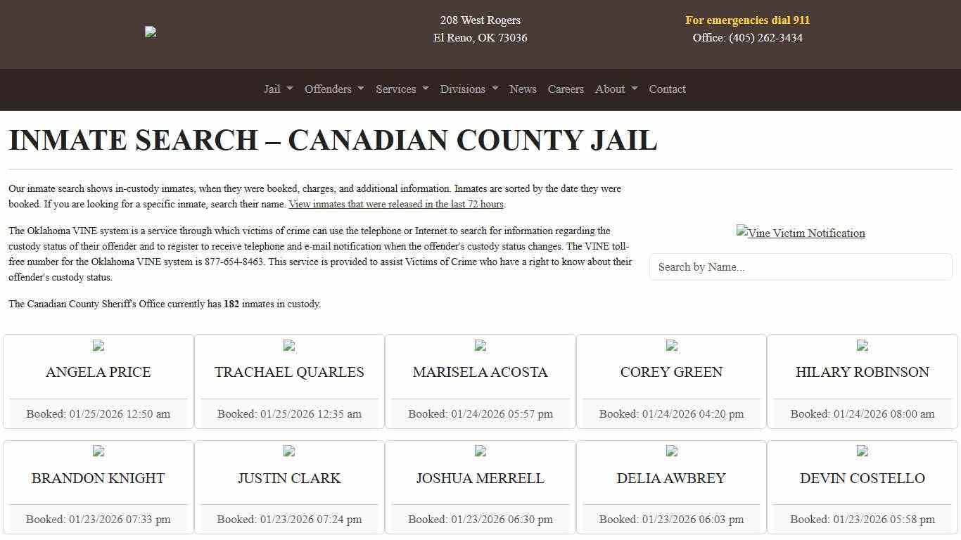 Inmate Search Canadian County Sheriff's Office